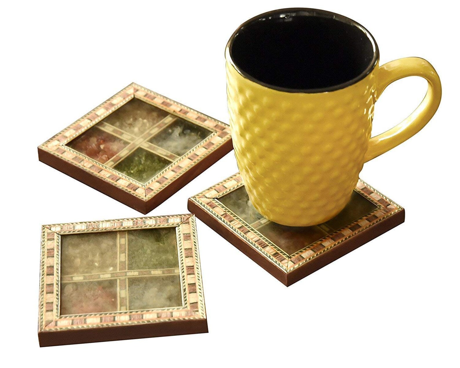 Indian Beautiful Design Gem Stone Tea Coaster Set of 4 Home Etsy UK