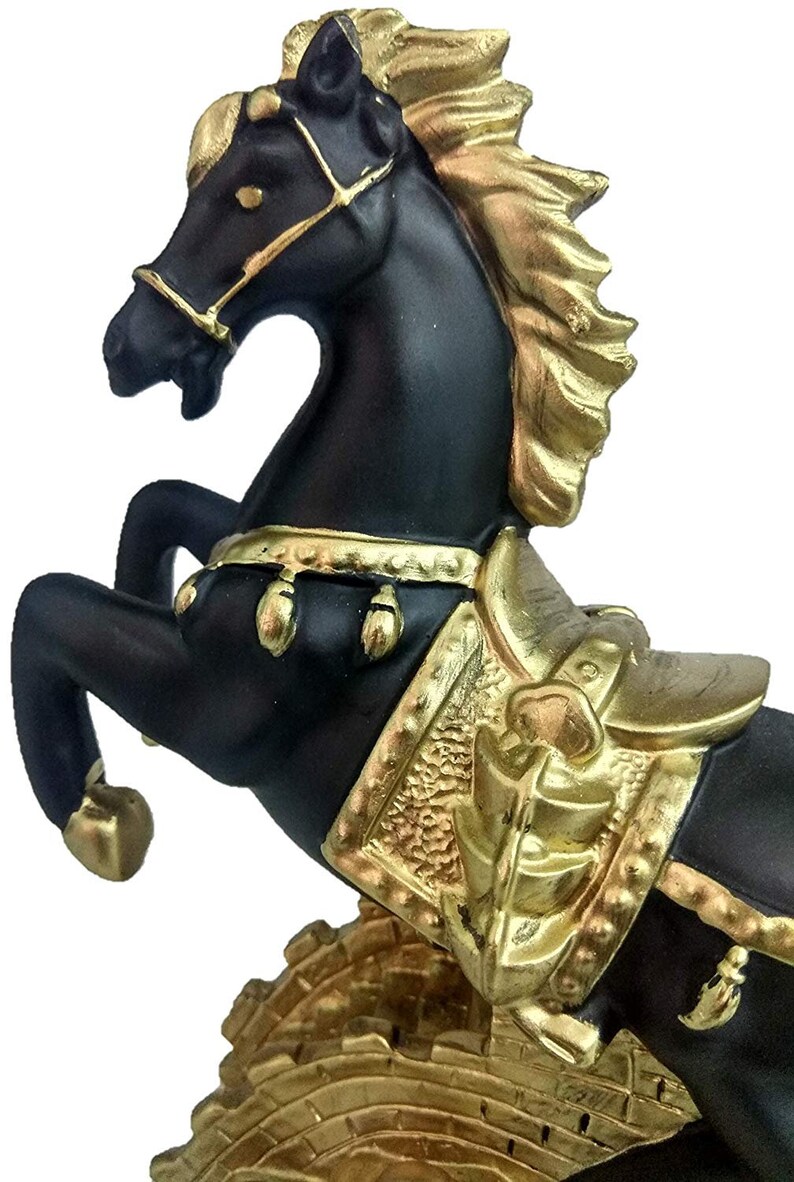 Black Golden Indian Fengshui Vastu Galloping Horse showpiece