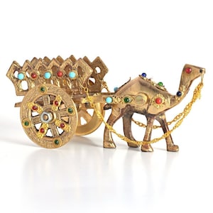 Gemstone Studded Pure Brass Camel Handicraft (184, Golden) | Crafted by Indian artisan