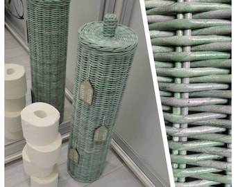 Lidded Wicker Toilet Paper Basket: Bathroom Storage