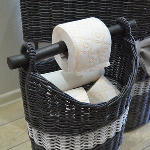 Mega Roll Toilet Paper Storage, Toilet Roll Holder Basket Lidded, TP Wicker  Stand, Toilet Tissue Box, Toilet Paper Cover Bin Caddy Rack 