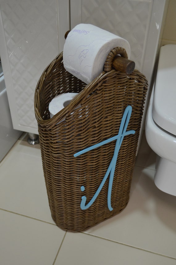 Rattan Cylinder Toilet Roll Holder Bathroom Storage Rattan Basket