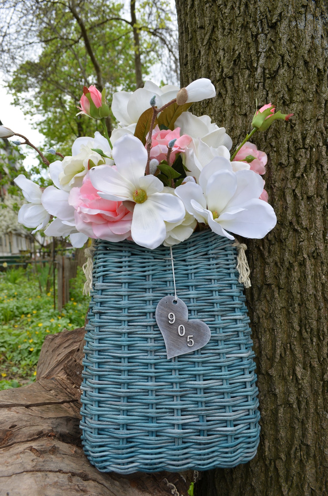 Door Basket for Flowers Wicker Hanging Basket Basket for Front Etsy