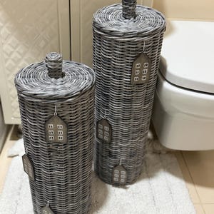 Lidded Wicker Toilet Paper Basket: Bathroom Storage image 20