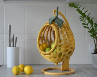 Hanging basket for storing fruits Fruit basket in the shape of a lemon Wicker fruit basket hanging Fruit basket for kitchen Fruit holder