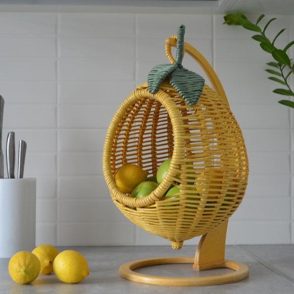 Hanging basket for storing fruits Fruit basket in the shape of a lemon Wicker fruit basket hanging Fruit basket for kitchen Fruit holder