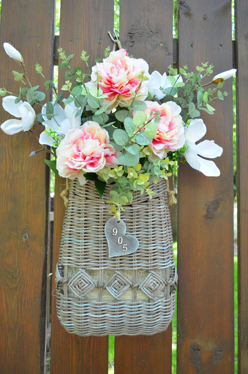 Flower Basket on the Front Door Door Basket With Flowers - Etsy