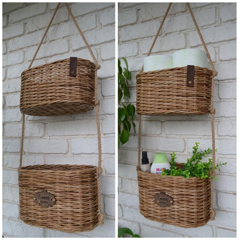 Hanging Basket for Storing Toilet Paper Wall Hanging Basket Etsy