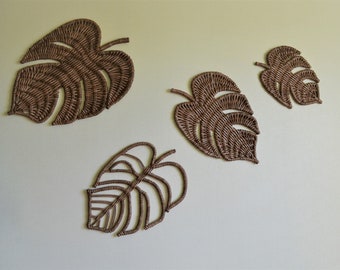 Monstera leaf on the wall Set of 4 or 5 monstera leaves Woven monstera leaf Tropical wicker leaves Monstera leaf wall art