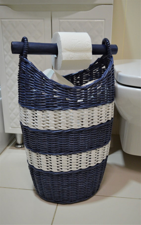 Storage Toilet Paper Toilet Paper Basket Spare Roll Holder Toilet Paper  Basket With Handle, Wicker Bathroom Basket Toilet Paper Holder 