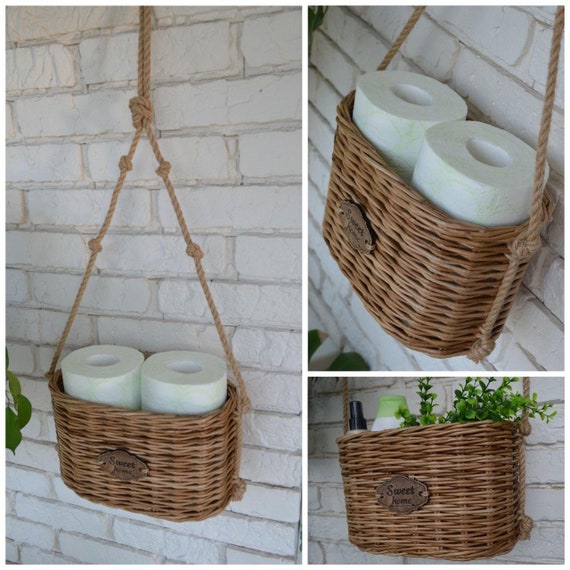 Hanging Basket for Storing Toilet Paper Wall Hanging Basket for Bathroom  Spare Roll Holder Toilet Paper Basket Toilet Paper Holder 