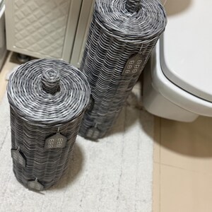 Lidded Wicker Toilet Paper Basket: Bathroom Storage image 17