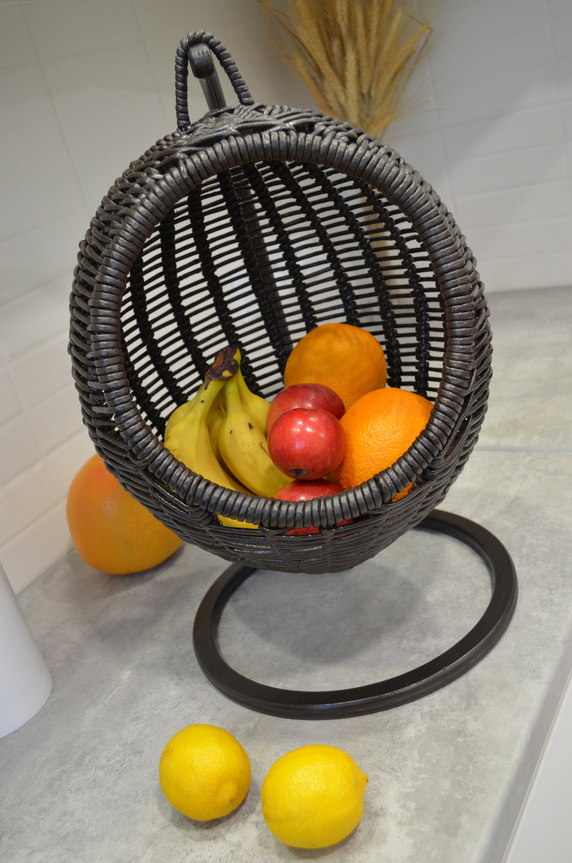 Wicker fruit basket hanging Fruit basket for kitchen Fruit Etsy