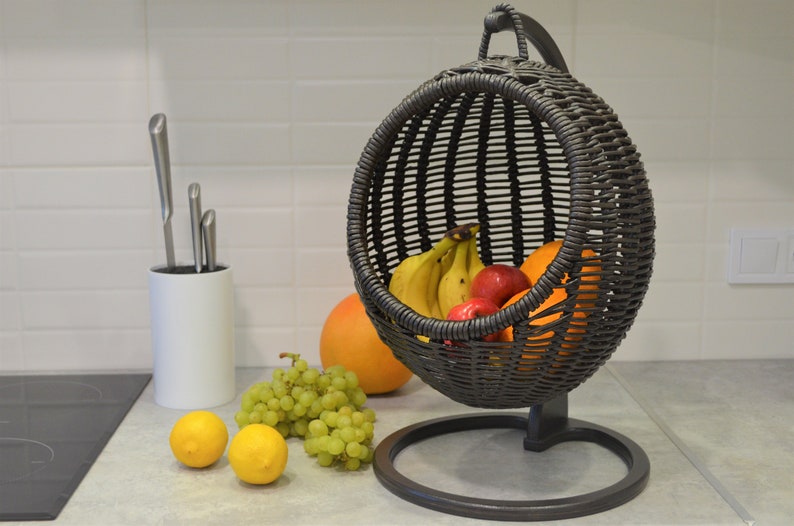 Wicker fruit basket hanging Fruit basket for kitchen Fruit storage basket Fruit holder Hanging basket for storing fruits and vegetables 画像 1