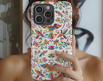Mexican floral phone cover, Mexico bird Samsung galaxy, Otomi print Google Pixel, Indigenous iPhone case, Colorful tribal pattern, Hispanic