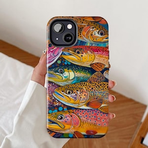 Étui pour téléphone truite, pêche en rivière pour iPhone, animaux marins, amateurs de pêche, océan Google Pixel, cadeaux Sealife Samsung Galaxy