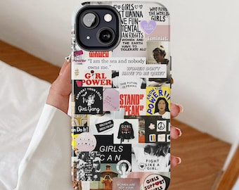 Feminist collage phone case, Liberal aesthetic cover, Feminism empowerment gift, Women's day, Strong women rights, Woman equality scrapbook