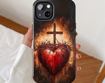 Sacred heart of Jesus phone case, Catholic faith iPhone cases, Christian Samsung galaxy cover, Best religion gift, Christ Google Pixel gifts