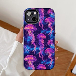 Funda para teléfono con medusas, funda para iPhone inspirada en el océano, amante de la vida marina, diseño de criaturas marinas para Samsung Galaxy, Google Pixel con estilo acuático oceánico