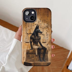 Anubis phone case, Egyptian god iPhone cover, Ancient Egypt Samsung galaxy, Ink Wash Google Pixel, Weighing of the Heart design, History