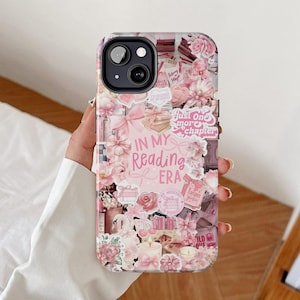 In My Reading Era phone case, Coquette book lover iPhone cover, Bookish collage Samsung galaxy, Scrapbook ribbon design, Bow Google Pixel