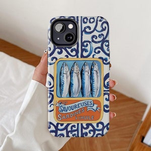 Sardine Fisch Handyhülle, Angeln Meerestiere iPhone, Fischer Ästhetik, Vintage Samsung Galaxy, Ocean-Enthusiasten Google Pixel, Strand im Freien