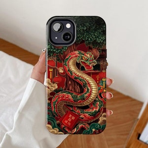 Étui pour téléphone Année du serpent, coque pour iPhone Nouvel An lunaire, galaxie Samsung de bon augure pour les fêtes, design Nouvel An chinois, pixel Google du zodiaque