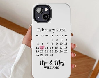 Wedding phone case, Bridal iPhone cases, Anniversary custom name cover, Tie the knot gifts, Bride engagement day gift, Personalised date