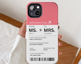 Personalized Bride Phone Case mrs Customized iPhone cases boarding pass Samsung Galaxy cover custom engagement date gift for Bride-to-Be