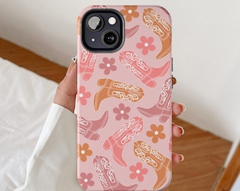 Cowgirl boots phone case, Summer western iPhone cases, Flower Samsung Galaxy cover, Cowboy boot design, Wild west gifts idea, Spring floral