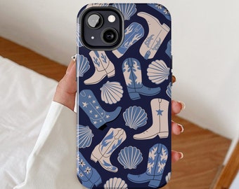 Coastal Cowgirl phone case, Western style gift for her, Summer Rodeo iPhone cases, Beach theme gifts idea, Cowboy ocean cover, Wild West Art