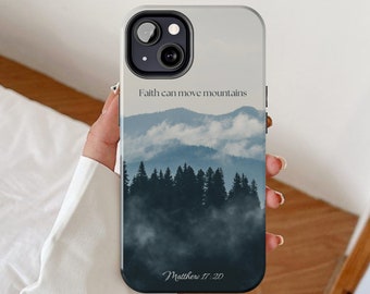 Capa de celular com citação bíblica, presente para leitor da Bíblia cristã, presente de incentivo para faculdade, presente para amante da Bíblia, natureza, cristianismo, capa de iphone, montanha