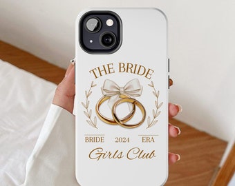 Bride to be phone case, Coquette bridal phone cases, Custom wedding day cover, Tie the knot gift for her, Personalised engagement present
