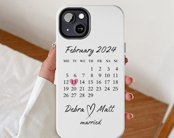Wedding phone case, Bridal iPhone cases, Anniversary custom name cover, Tie the knot gifts, Bride engagement day gift, Personalised date