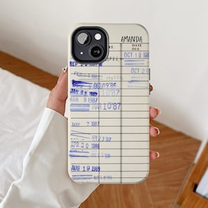 Étui pour téléphone personnalisé avec carte de bibliothèque Étuis pour iphone avec nom personnalisé, date d'échéance personnalisée, cadeaux pour amoureux des livres pour bibliothécaire et bibliothécaire