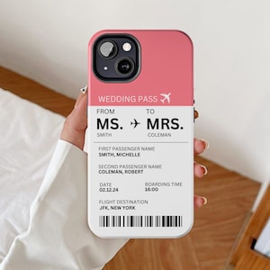 Coque de téléphone personnalisée pour mariée Mme Coques personnalisées pour iPhone, carte d'embarquement pour Samsung Galaxy, cadeau date de fiançailles personnalisée pour future mariée