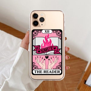 Étui de téléphone noir, étuis transparents pour iPhone avec carte de tarot, couverture Samsung Galaxy Reader, conception de livre d'amour sombre, idée cadeau sur le thème de livres épicés