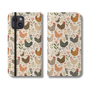 Capa de telefone tipo carteira de frango, iPhone de animal de fazenda, presente de galinha Samsung Galaxy, pixel do Google de galo, vida no campo, fazenda ocidental do sul