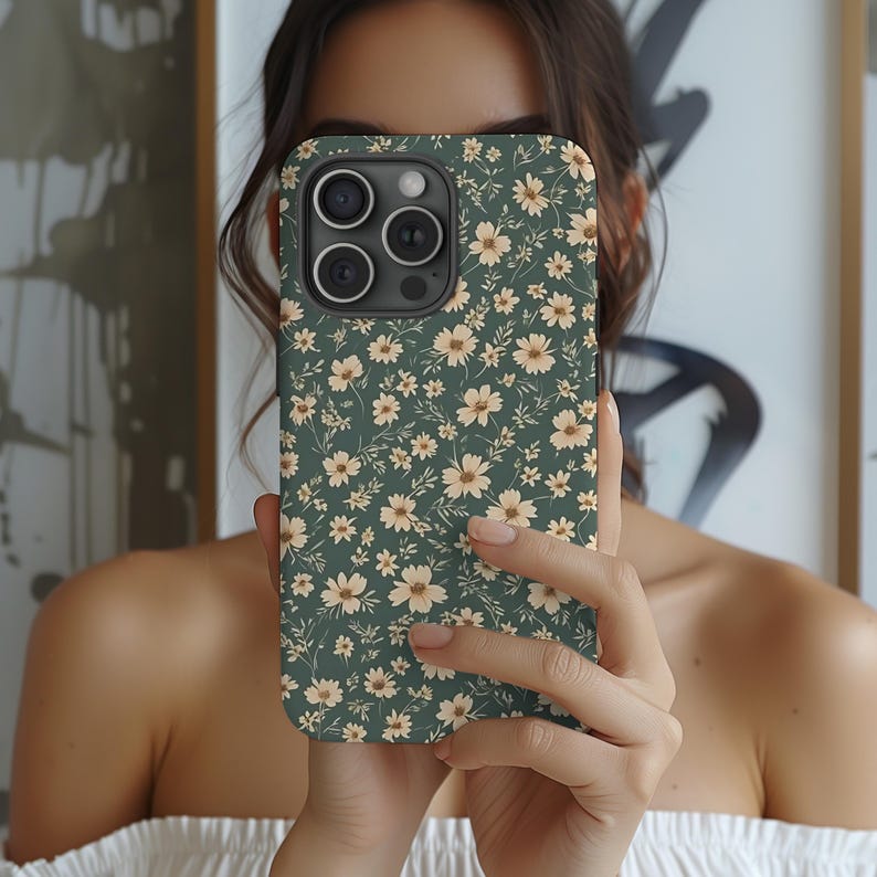 Green cottagecore phone case