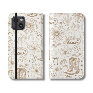 Coque de téléphone portefeuille à rabat cow-girl, idée cadeau western pour iPhone, coquette preppy Samsung galaxy, google pixel esthétique wild west, rodéo de cow-boy