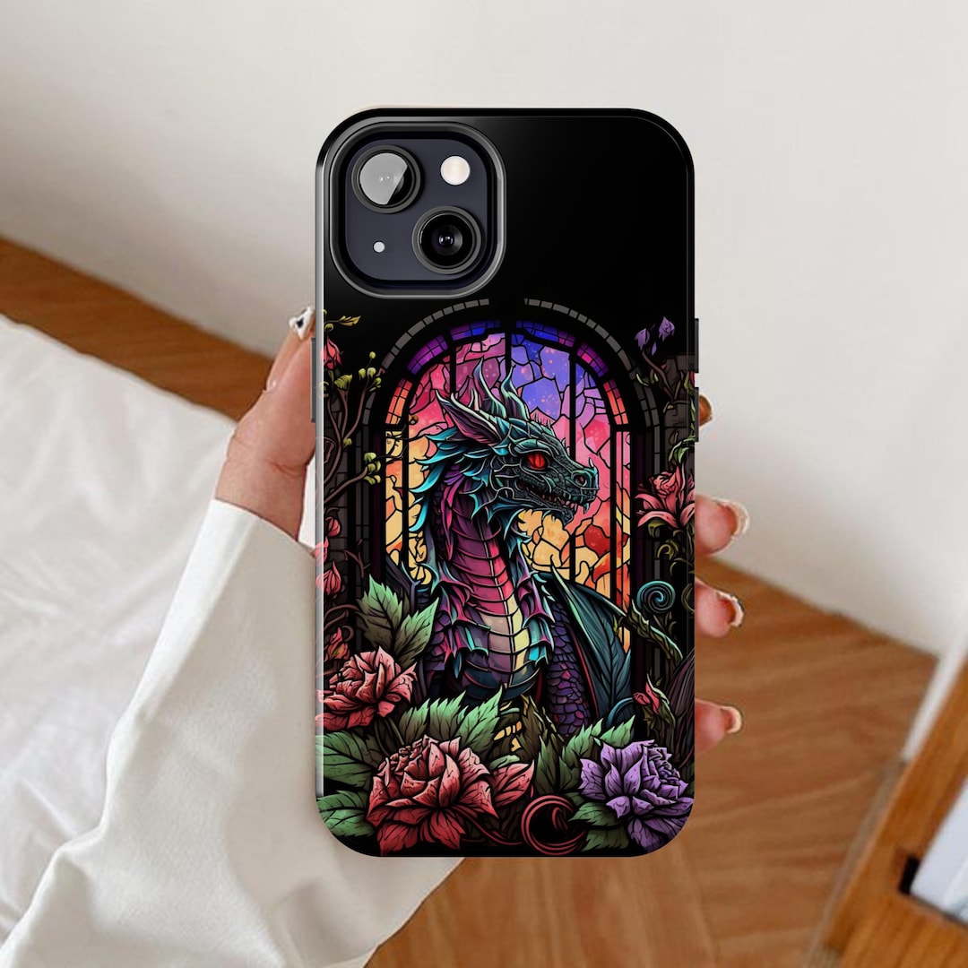 Stained Glass Dragon Phone Case, Fantasy Themed iPhone Cases, Dragons