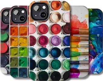 Watercolor paint phone case, Box palette iPhone cover, Artist Samsung galaxy design, Brush rainbow color, Artistic painter Google pixel gift