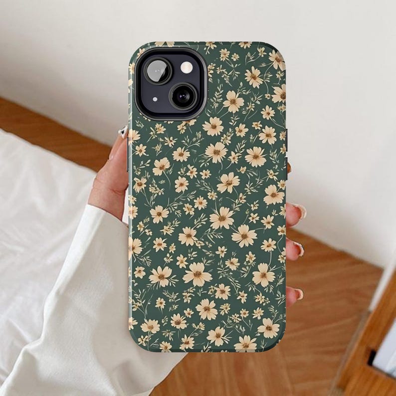 Green cottagecore phone case