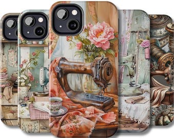 Etui na telefon z haftem, etui na iPhone'a z tkaniny do szycia, haftowanie na Samsung Galaxy, krawcowa Google Pixel, szycie ściegiem patchworkowym