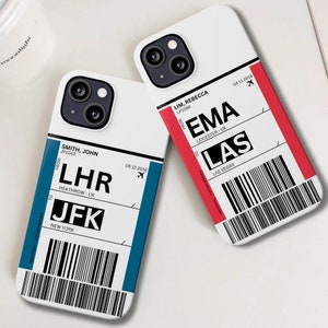 Coque de portable personnalisée voyage Coque iPhone personnalisée Coque Samsung Galaxy Bagagerie billet d'avion Cadeau vacances aviation personnalisé Cadeaux hôtesse de l'air