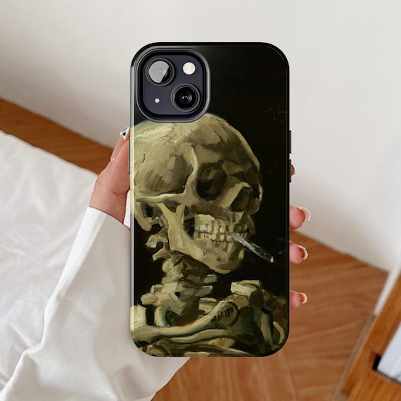 Vincent Van Gogh Phone Case, Skull of a Skeleton With Burning Cigarette  iPhone Cover, Vintage Painting Samsung Galaxy, Gothic Google Pixel