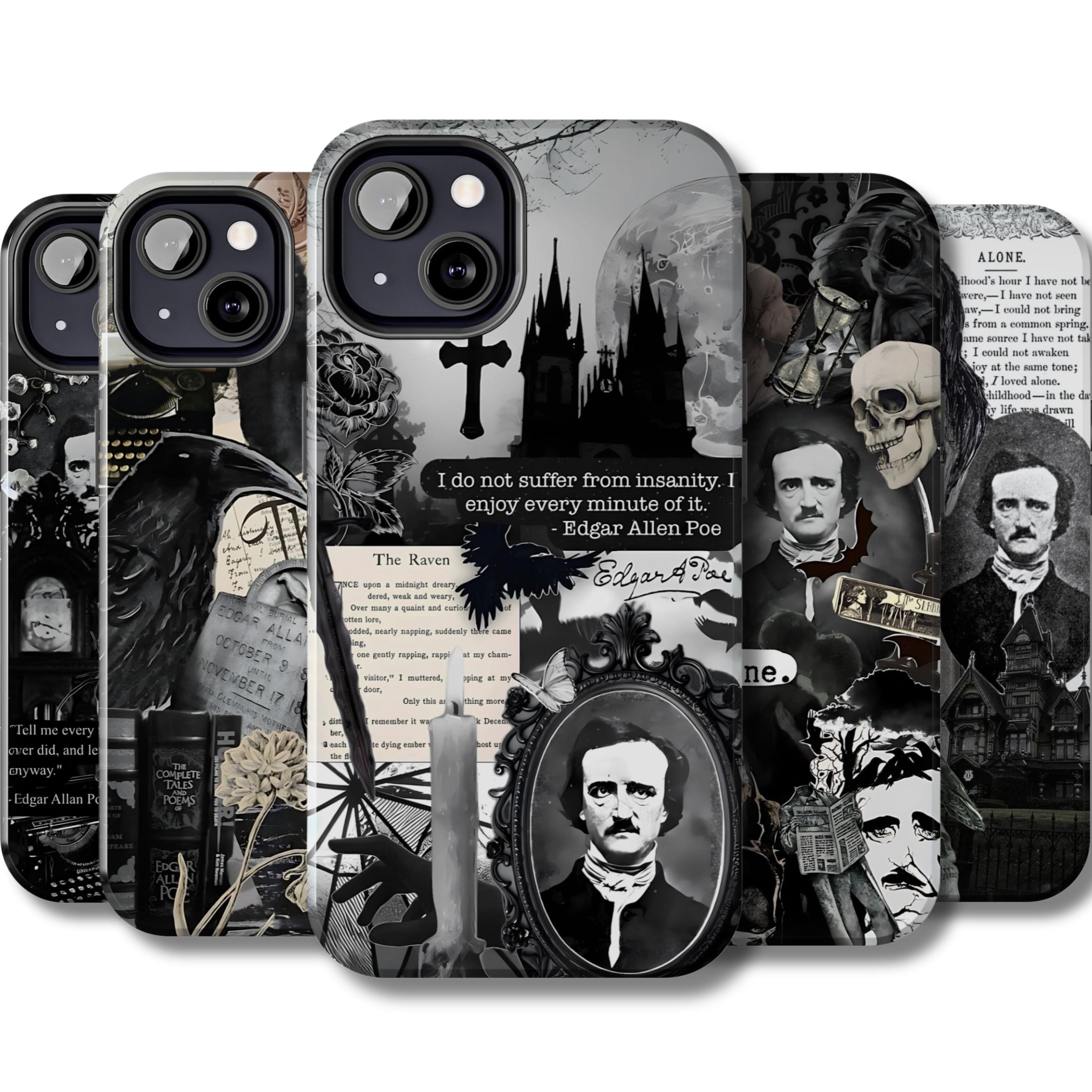 エドガー・アラン・ポーのスマホケース、ダークゴシックアートのiPhone 