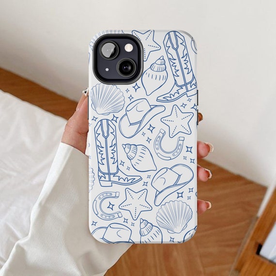 Coastal Cowgirl phone case, Western style gift for her, Summer Rodeo iPhone cases, Cowboy ocean cover, Beach theme gifts idea, Wild West Art