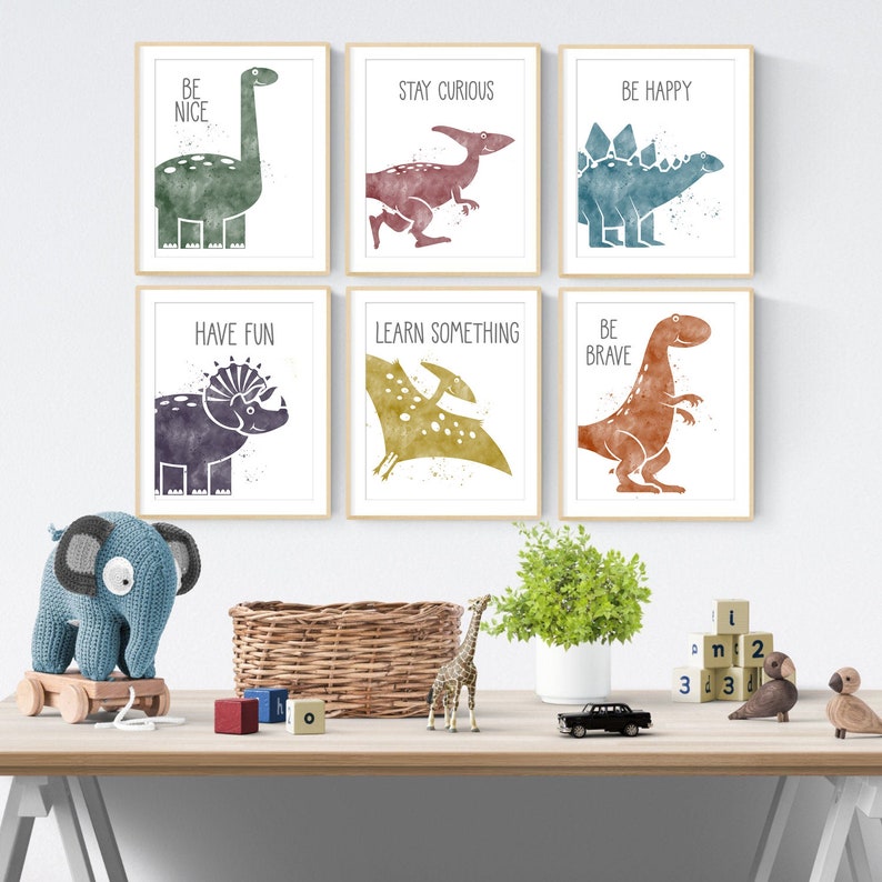 Set of 6 Nursery Decor Dinosaur Nursery Baby Dinosaur Etsy