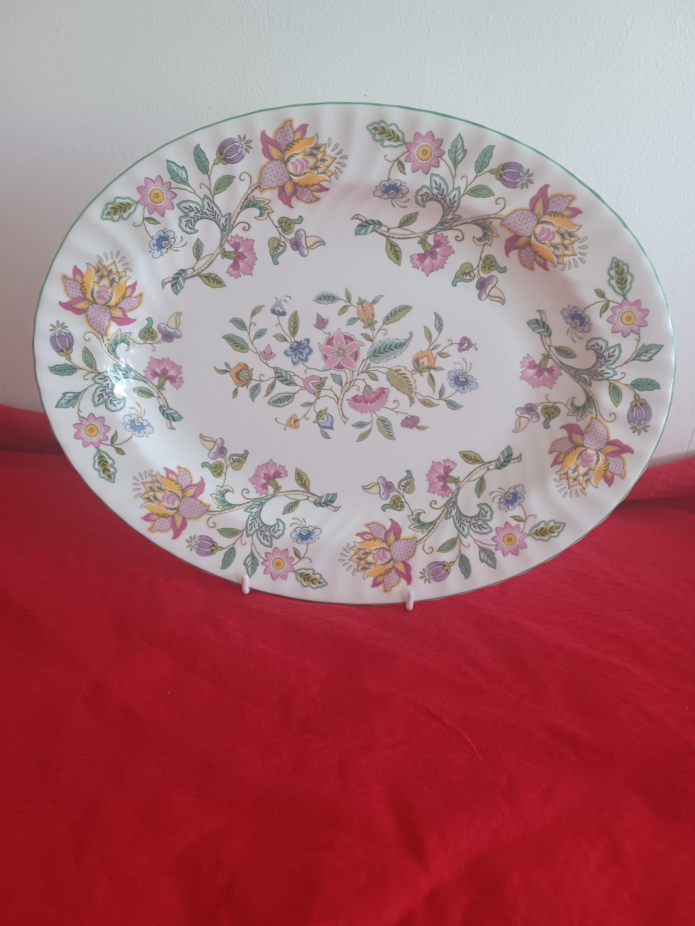 Minton Haddon Hall Oval Serving Plate: Floral Turkey Platter (10.5